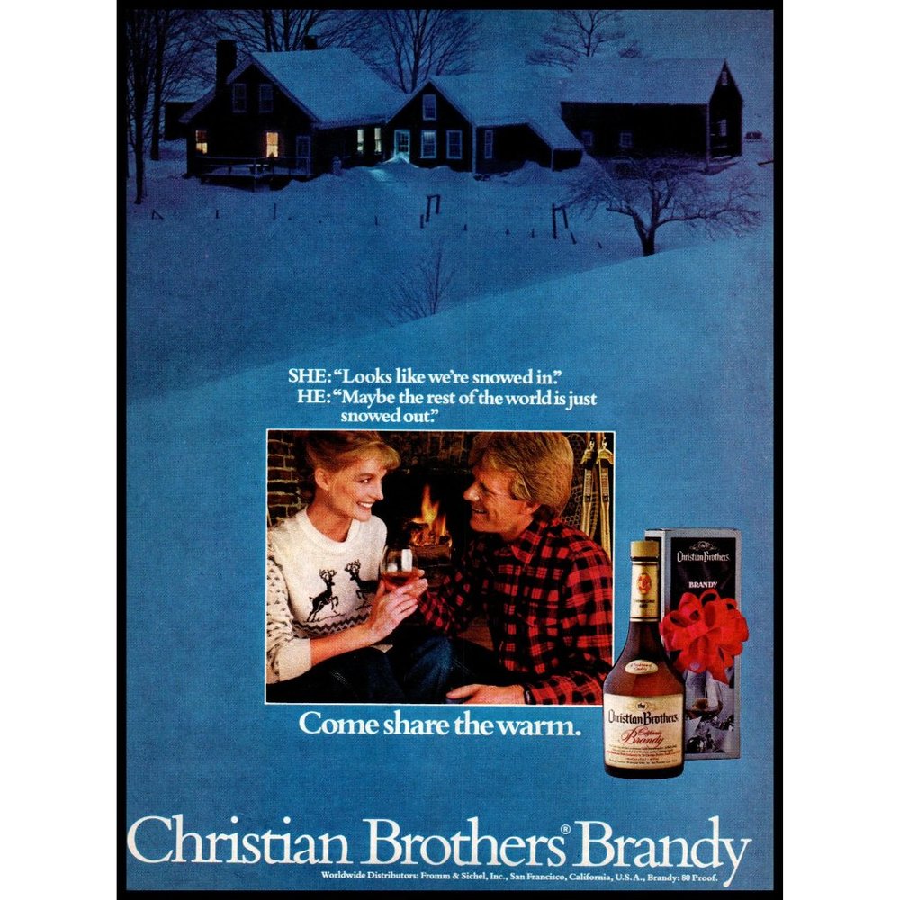 1981 Christian Brothers Brandy Vintage Print Ad Winter Snow Covered Wall Art
